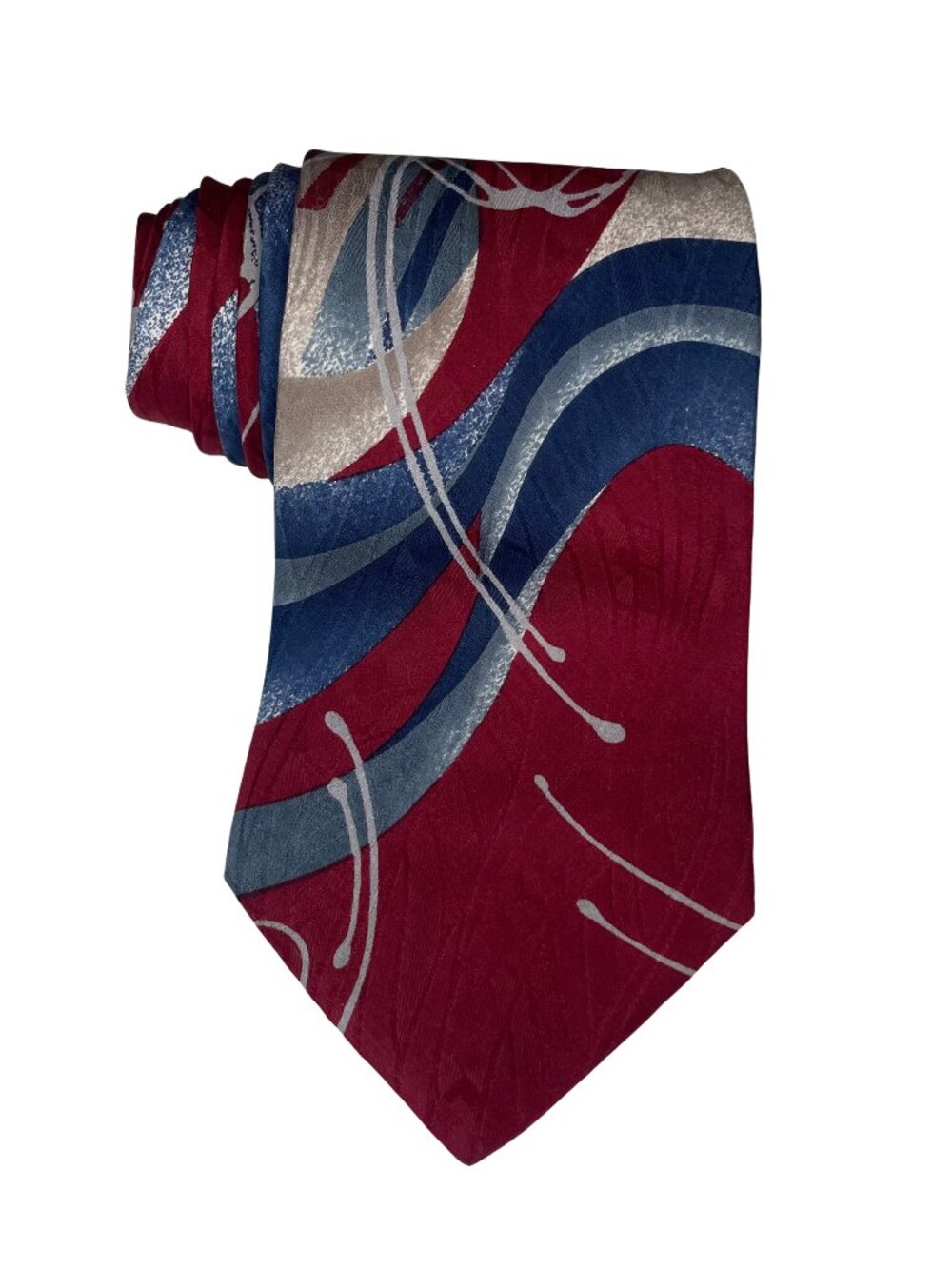 Louis Feraud Vintage Abstract Art Silk Tie Burgundy Swirl Indie Sleaze Designer